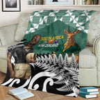 New Zealand South Africa Rugby Blanket Springboks Kente All Black Maori Together - Aussie Hoodie
