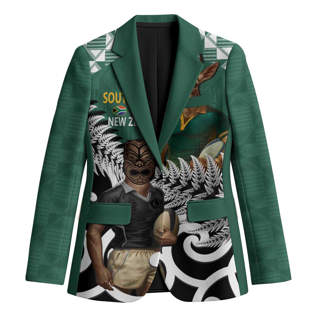 New Zealand South Africa Rugby Custom Blazer Springboks Kente All Black Maori Together - Aussie Hoodie