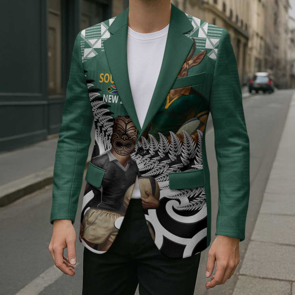 New Zealand South Africa Rugby Custom Blazer Springboks Kente All Black Maori Together - Aussie Hoodie