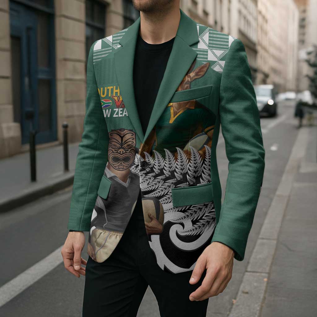 New Zealand South Africa Rugby Custom Blazer Springboks Kente All Black Maori Together - Aussie Hoodie