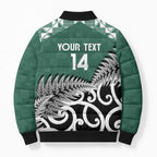New Zealand South Africa Rugby Custom Bomber Puffer Jacket Springboks Kente All Black Maori Together - Aussie Hoodie