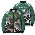 New Zealand South Africa Rugby Custom Bomber Puffer Jacket Springboks Kente All Black Maori Together - Aussie Hoodie