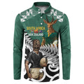 New Zealand South Africa Rugby Custom Button Sweatshirt Springboks Kente All Black Maori Together - Aussie Hoodie