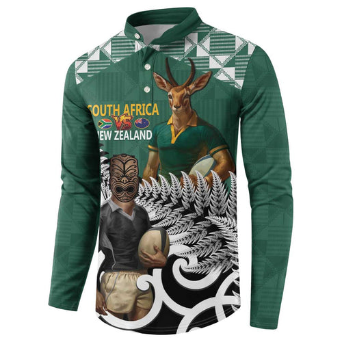 New Zealand South Africa Rugby Custom Button Sweatshirt Springboks Kente All Black Maori Together - Aussie Hoodie