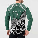 New Zealand South Africa Rugby Custom Button Sweatshirt Springboks Kente All Black Maori Together - Aussie Hoodie
