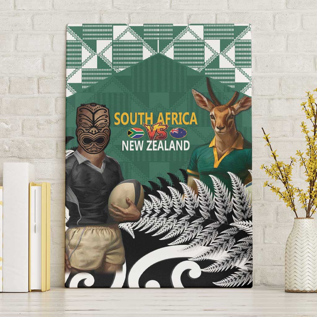 New Zealand South Africa Rugby Canvas Wall Art Springboks Kente All Black Maori Together - Aussie Hoodie