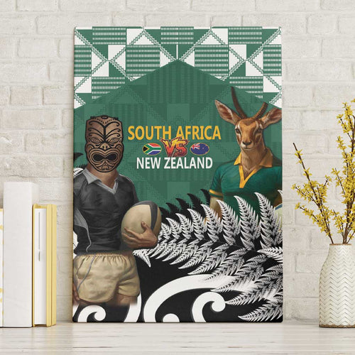 New Zealand South Africa Rugby Canvas Wall Art Springboks Kente All Black Maori Together - Aussie Hoodie