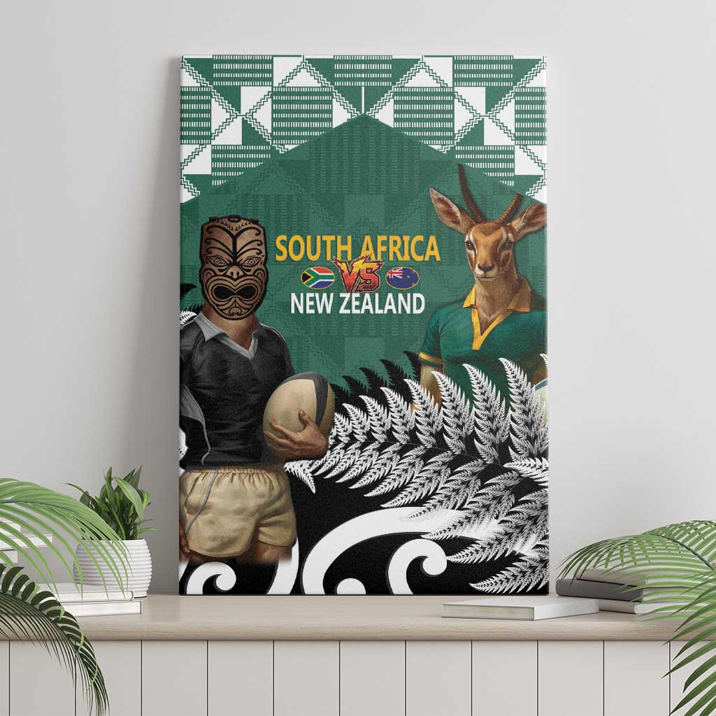 New Zealand South Africa Rugby Canvas Wall Art Springboks Kente All Black Maori Together - Aussie Hoodie
