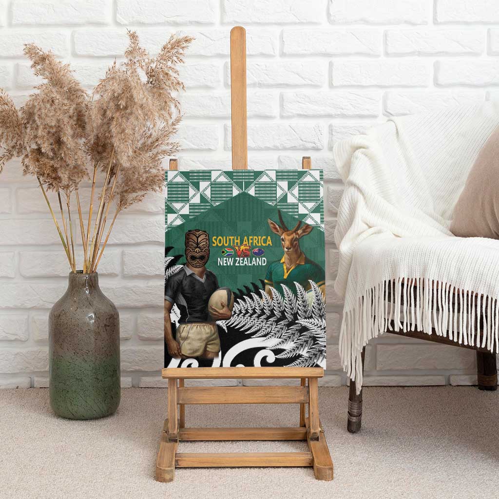 New Zealand South Africa Rugby Canvas Wall Art Springboks Kente All Black Maori Together - Aussie Hoodie