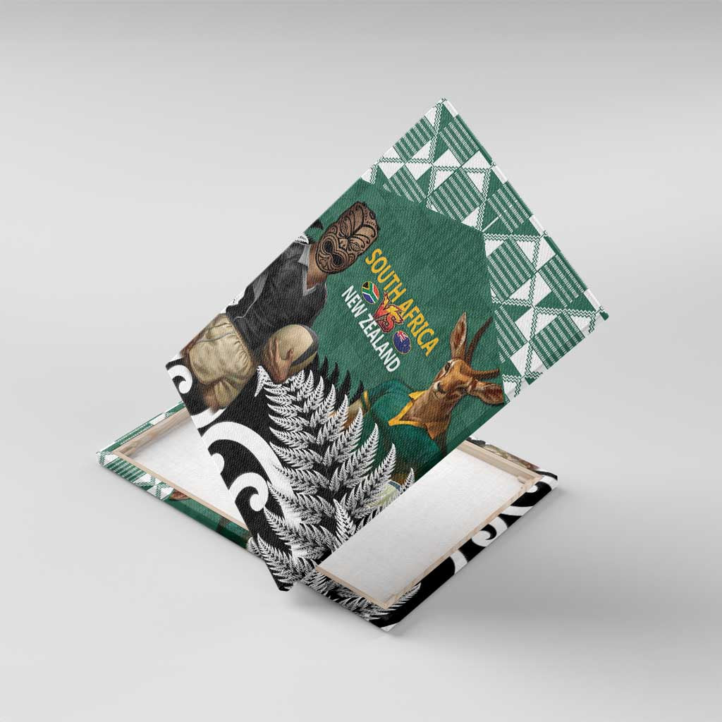New Zealand South Africa Rugby Canvas Wall Art Springboks Kente All Black Maori Together - Aussie Hoodie