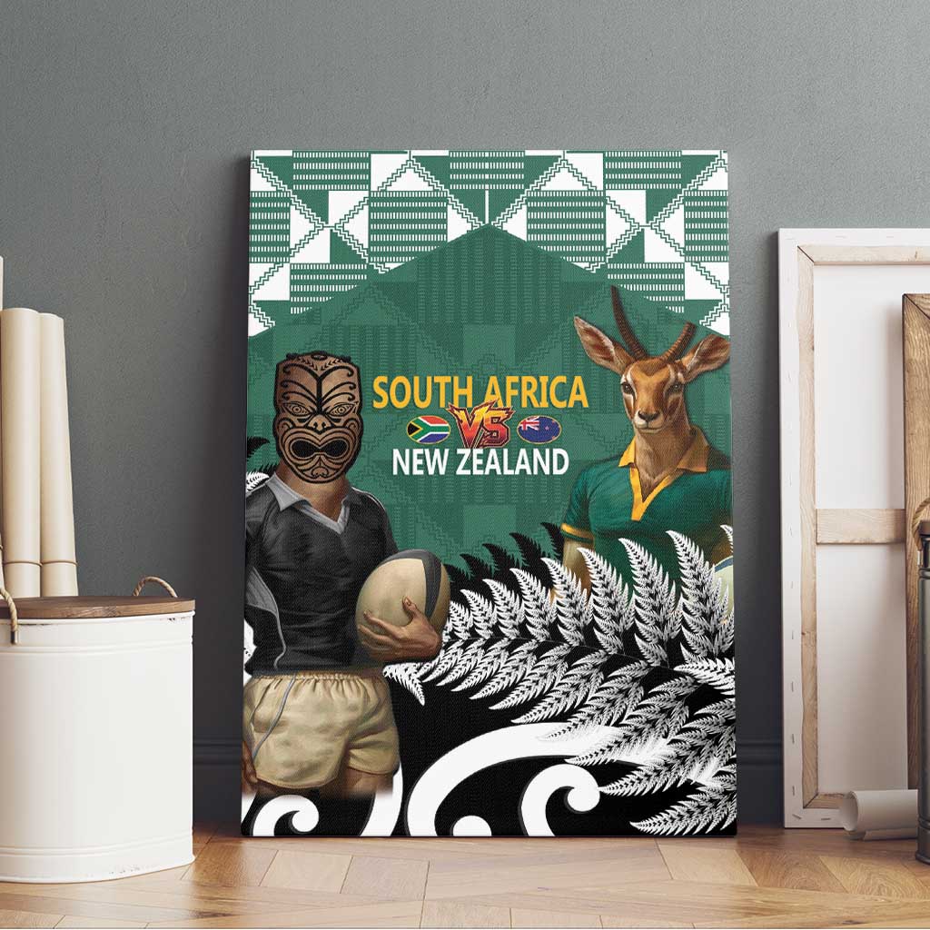 New Zealand South Africa Rugby Canvas Wall Art Springboks Kente All Black Maori Together - Aussie Hoodie