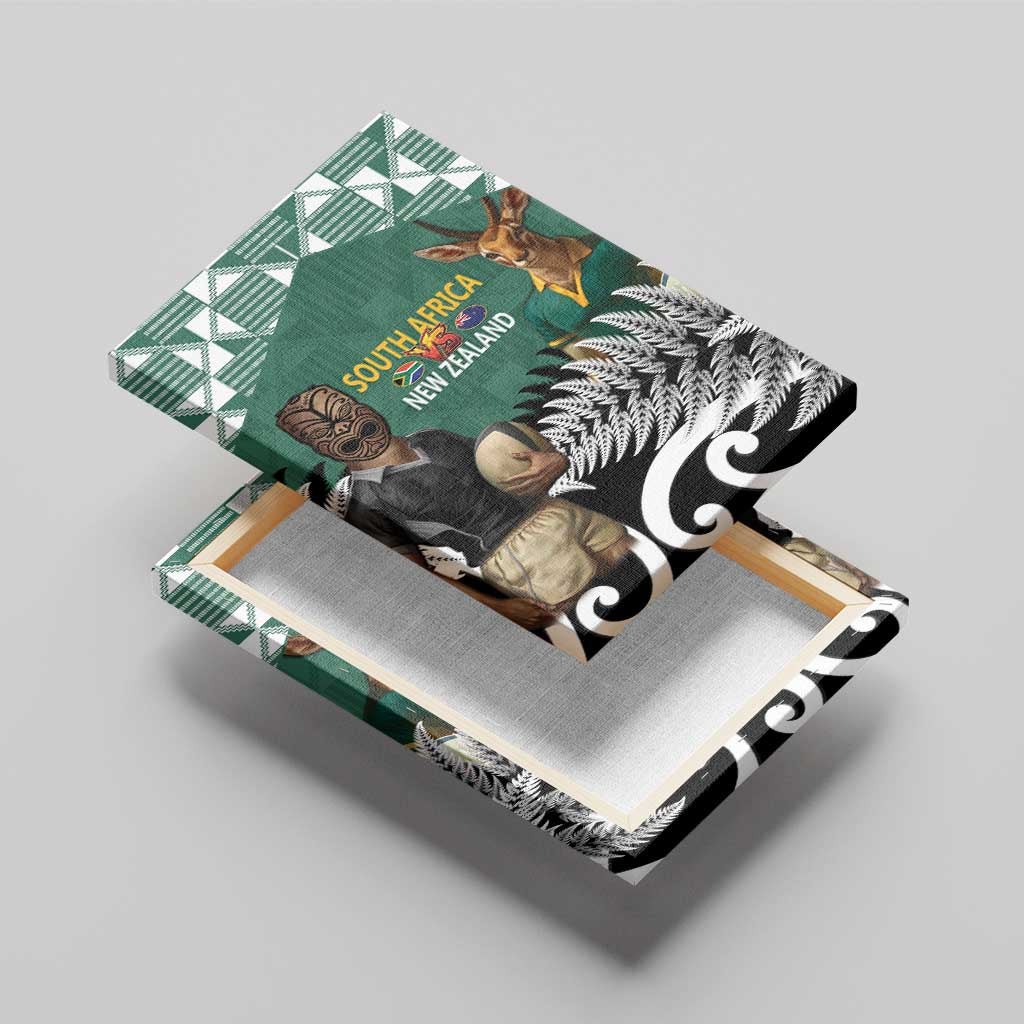 New Zealand South Africa Rugby Canvas Wall Art Springboks Kente All Black Maori Together - Aussie Hoodie