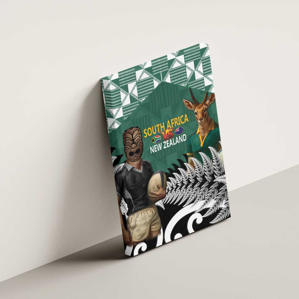 New Zealand South Africa Rugby Canvas Wall Art Springboks Kente All Black Maori Together - Aussie Hoodie