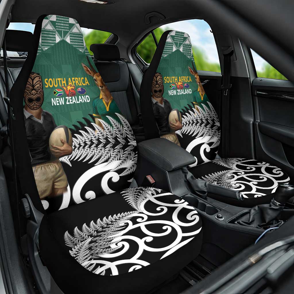 New Zealand South Africa Rugby Car Seat Cover Springboks Kente All Black Maori Together - Aussie Hoodie
