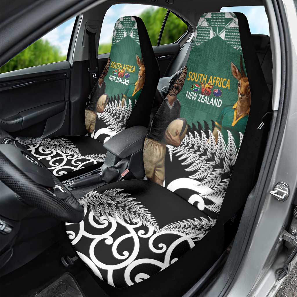 New Zealand South Africa Rugby Car Seat Cover Springboks Kente All Black Maori Together - Aussie Hoodie