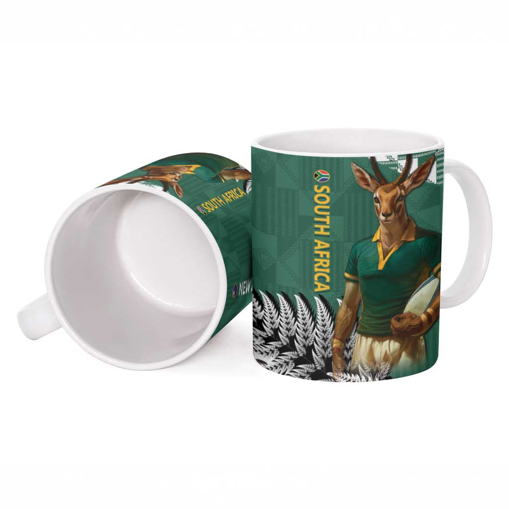 New Zealand South Africa Rugby Ceramic Mug Springboks Kente All Black Maori Together - Aussie Hoodie