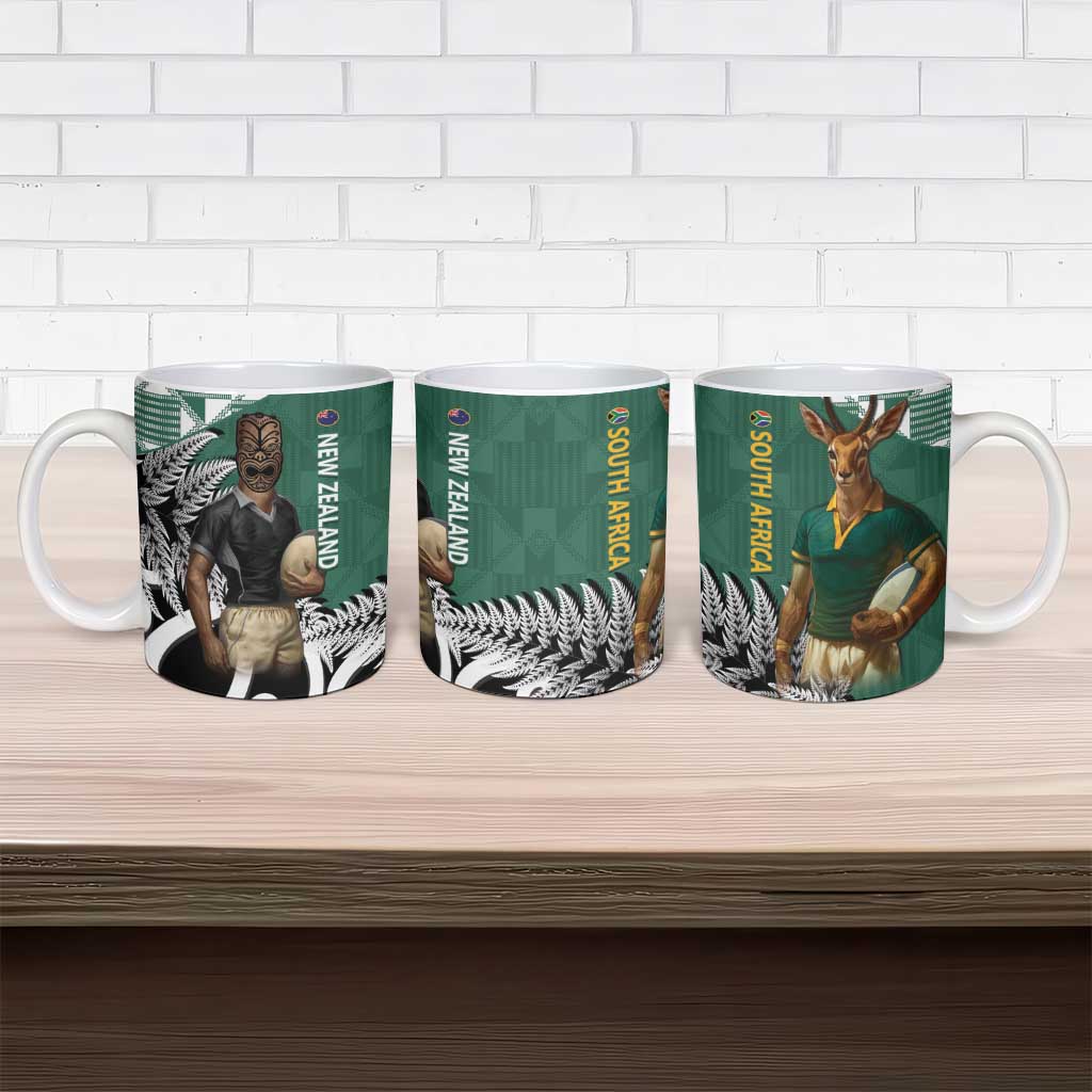 New Zealand South Africa Rugby Ceramic Mug Springboks Kente All Black Maori Together - Aussie Hoodie