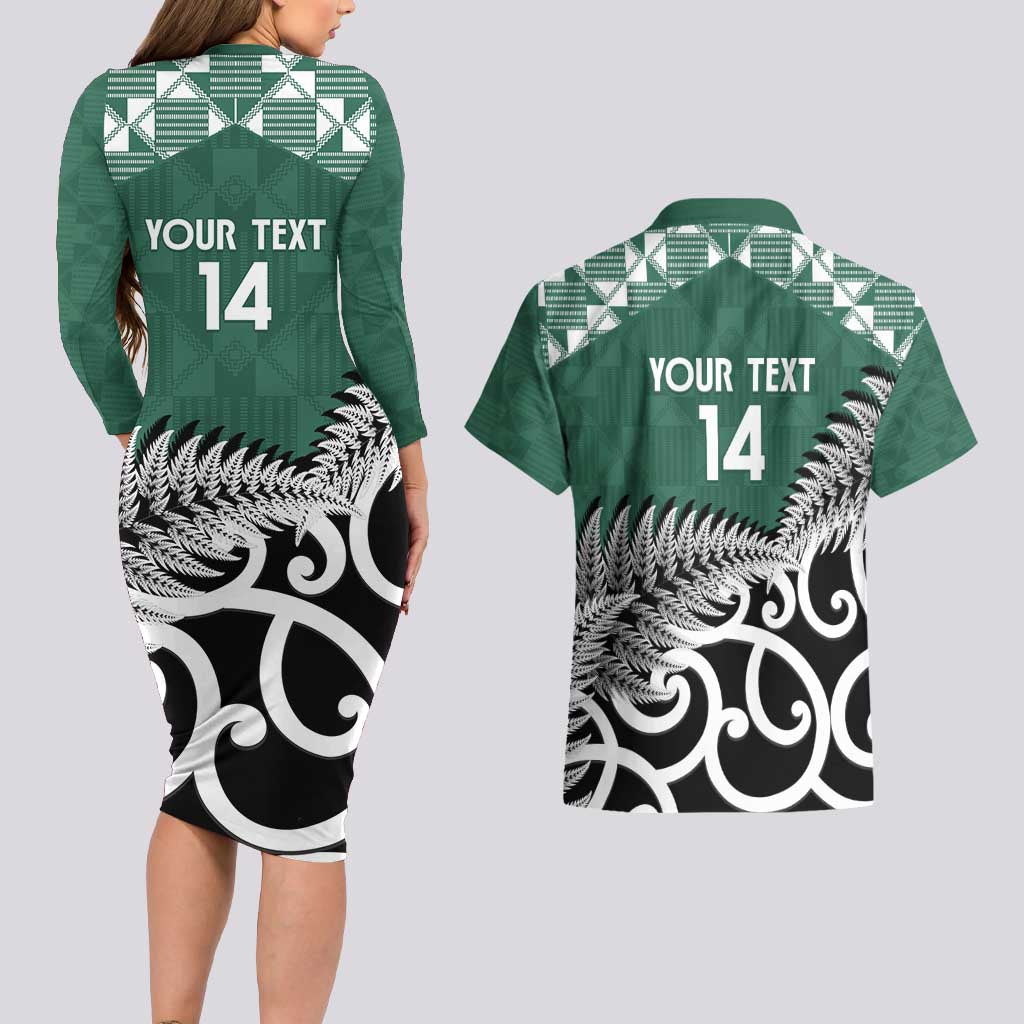 New Zealand South Africa Rugby Custom Couples Matching Long Sleeve Bodycon Dress and Hawaiian Shirt Springboks Kente All Black Maori Together - Aussie Hoodie