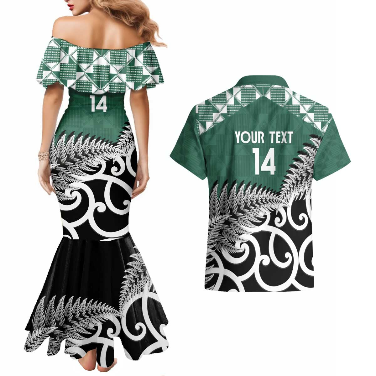 New Zealand South Africa Rugby Custom Couples Matching Mermaid Dress and Hawaiian Shirt Springboks Kente All Black Maori Together - Aussie Hoodie