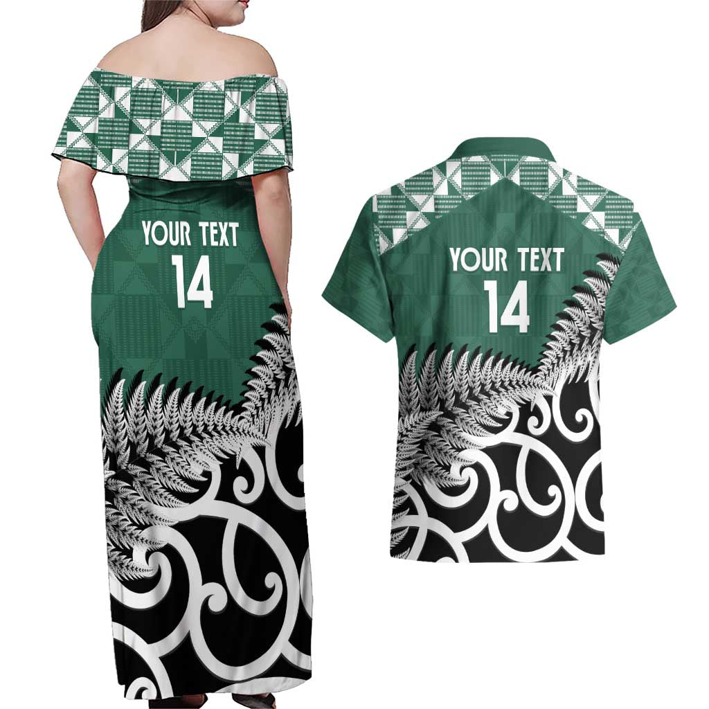 New Zealand South Africa Rugby Custom Couples Matching Off Shoulder Maxi Dress and Hawaiian Shirt Springboks Kente All Black Maori Together - Aussie Hoodie