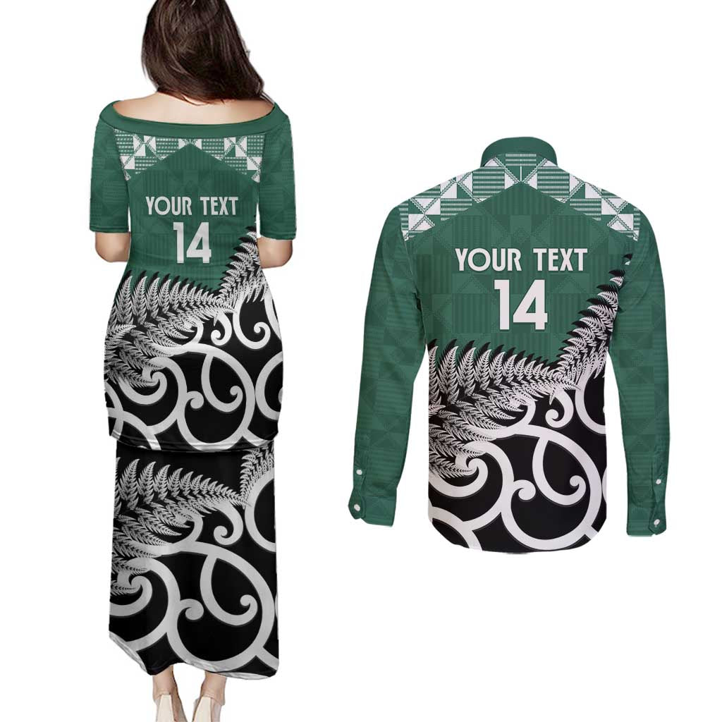 New Zealand South Africa Rugby Custom Couples Matching Puletasi and Long Sleeve Button Shirt Springboks Kente All Black Maori Together - Aussie Hoodie