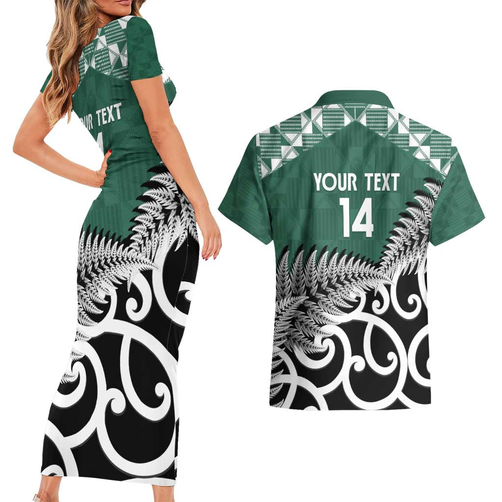 New Zealand South Africa Rugby Custom Couples Matching Short Sleeve Bodycon Dress and Hawaiian Shirt Springboks Kente All Black Maori Together - Aussie Hoodie