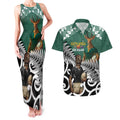 New Zealand South Africa Rugby Custom Couples Matching Tank Maxi Dress and Hawaiian Shirt Springboks Kente All Black Maori Together - Aussie Hoodie