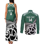New Zealand South Africa Rugby Custom Couples Matching Tank Maxi Dress and Long Sleeve Button Shirt Springboks Kente All Black Maori Together - Aussie Hoodie