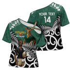 New Zealand South Africa Rugby Custom Cross Shoulder Shirt Springboks Kente All Black Maori Together - Aussie Hoodie