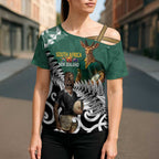 New Zealand South Africa Rugby Custom Cross Shoulder Shirt Springboks Kente All Black Maori Together - Aussie Hoodie