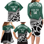 New Zealand South Africa Rugby Custom Family Matching Long Sleeve Bodycon Dress and Hawaiian Shirt Springboks Kente All Black Maori Together - Aussie Hoodie