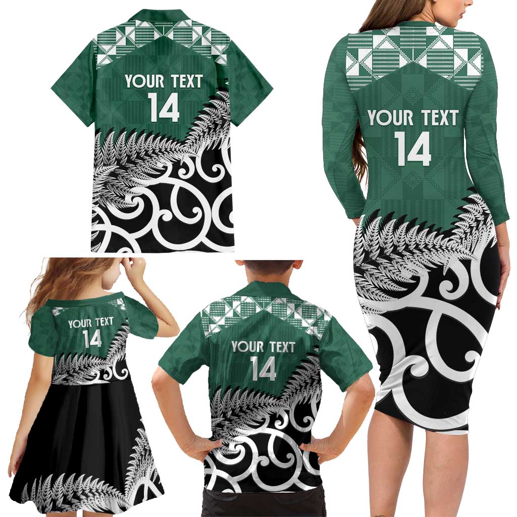 New Zealand South Africa Rugby Custom Family Matching Long Sleeve Bodycon Dress and Hawaiian Shirt Springboks Kente All Black Maori Together - Aussie Hoodie