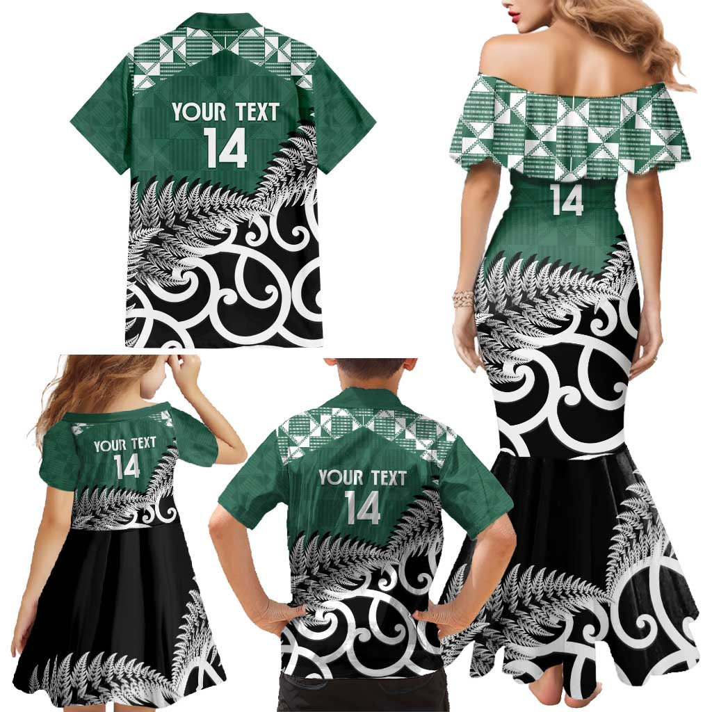 New Zealand South Africa Rugby Custom Family Matching Mermaid Dress and Hawaiian Shirt Springboks Kente All Black Maori Together - Aussie Hoodie