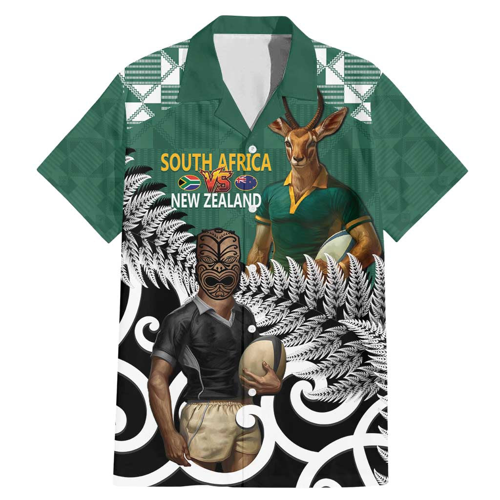 New Zealand South Africa Rugby Custom Family Matching Mermaid Dress and Hawaiian Shirt Springboks Kente All Black Maori Together - Aussie Hoodie