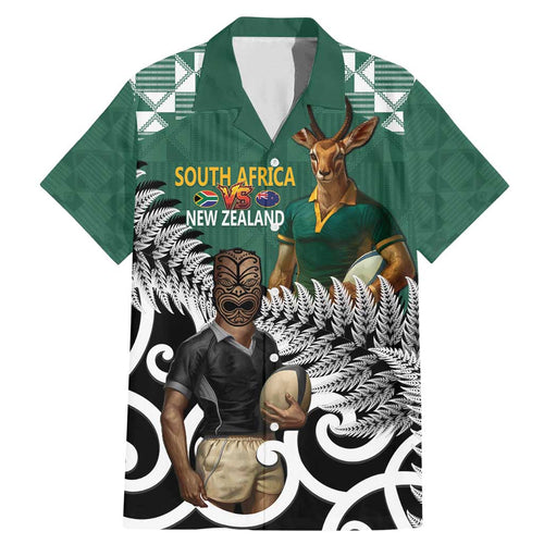 New Zealand South Africa Rugby Custom Family Matching Mermaid Dress and Hawaiian Shirt Springboks Kente All Black Maori Together - Aussie Hoodie