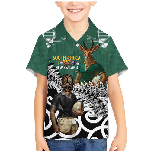 New Zealand South Africa Rugby Custom Family Matching Mermaid Dress and Hawaiian Shirt Springboks Kente All Black Maori Together - Aussie Hoodie