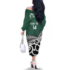 New Zealand South Africa Rugby Custom Family Matching Off The Shoulder Long Sleeve Dress and Hawaiian Shirt Springboks Kente All Black Maori Together - Aussie Hoodie