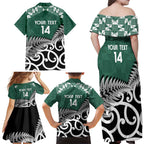 New Zealand South Africa Rugby Custom Family Matching Off Shoulder Maxi Dress and Hawaiian Shirt Springboks Kente All Black Maori Together - Aussie Hoodie