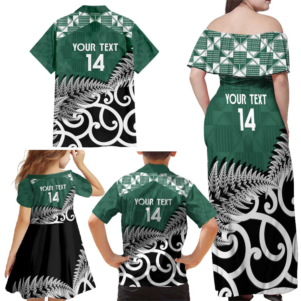 New Zealand South Africa Rugby Custom Family Matching Off Shoulder Maxi Dress and Hawaiian Shirt Springboks Kente All Black Maori Together - Aussie Hoodie