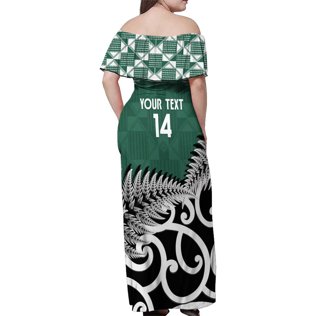 New Zealand South Africa Rugby Custom Family Matching Off Shoulder Maxi Dress and Hawaiian Shirt Springboks Kente All Black Maori Together - Aussie Hoodie