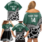 New Zealand South Africa Rugby Custom Family Matching Off Shoulder Short Dress and Hawaiian Shirt Springboks Kente All Black Maori Together - Aussie Hoodie