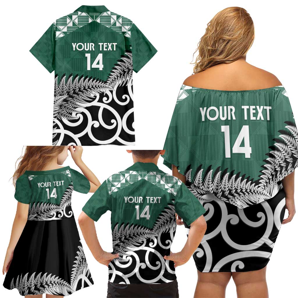 New Zealand South Africa Rugby Custom Family Matching Off Shoulder Short Dress and Hawaiian Shirt Springboks Kente All Black Maori Together - Aussie Hoodie