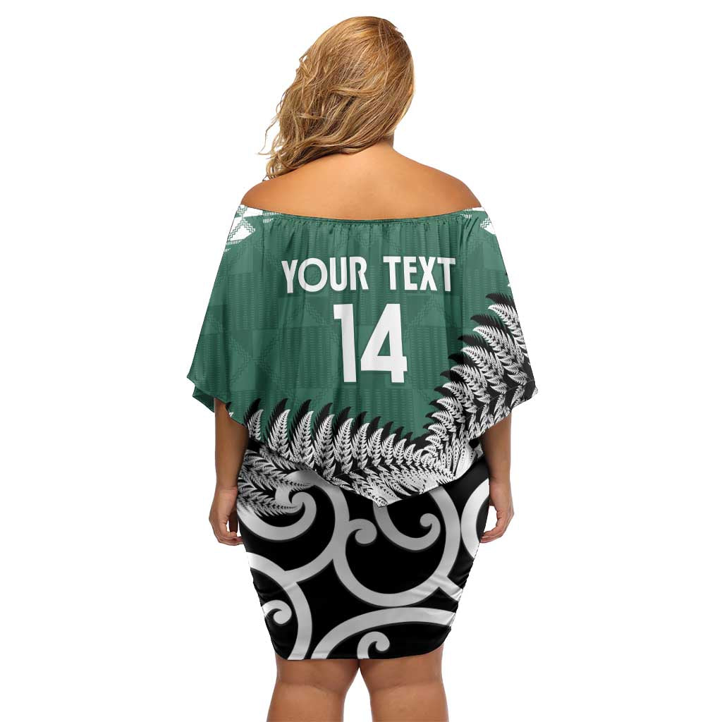 New Zealand South Africa Rugby Custom Family Matching Off Shoulder Short Dress and Hawaiian Shirt Springboks Kente All Black Maori Together - Aussie Hoodie