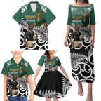 New Zealand South Africa Rugby Custom Family Matching Puletasi and Hawaiian Shirt Springboks Kente All Black Maori Together - Aussie Hoodie