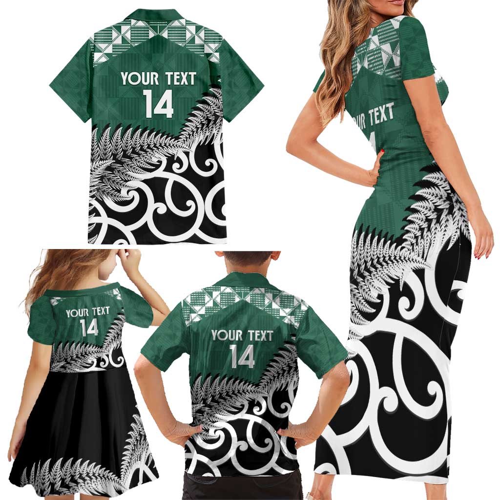 New Zealand South Africa Rugby Custom Family Matching Short Sleeve Bodycon Dress and Hawaiian Shirt Springboks Kente All Black Maori Together - Aussie Hoodie