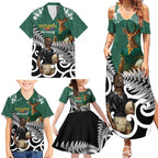 New Zealand South Africa Rugby Custom Family Matching Summer Maxi Dress and Hawaiian Shirt Springboks Kente All Black Maori Together - Aussie Hoodie
