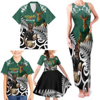 New Zealand South Africa Rugby Custom Family Matching Tank Maxi Dress and Hawaiian Shirt Springboks Kente All Black Maori Together - Aussie Hoodie