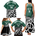 New Zealand South Africa Rugby Custom Family Matching Tank Maxi Dress and Hawaiian Shirt Springboks Kente All Black Maori Together - Aussie Hoodie
