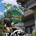 New Zealand South Africa Rugby Garden Flag Springboks Kente All Black Maori Together - Aussie Hoodie