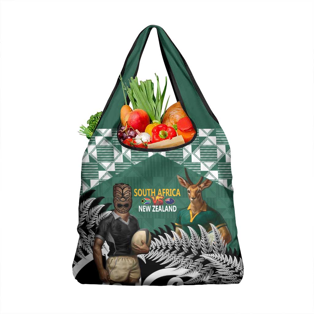 New Zealand South Africa Rugby Grocery Bag Springboks Kente All Black Maori Together - Aussie Hoodie